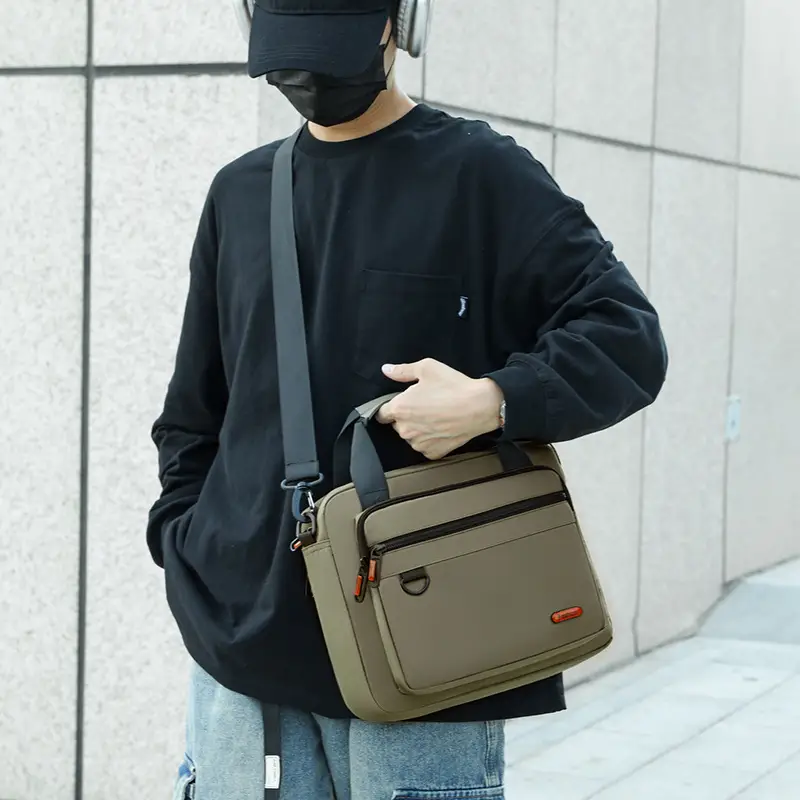 Olive Green Men's Oxford Shoulder Bag - Image 6