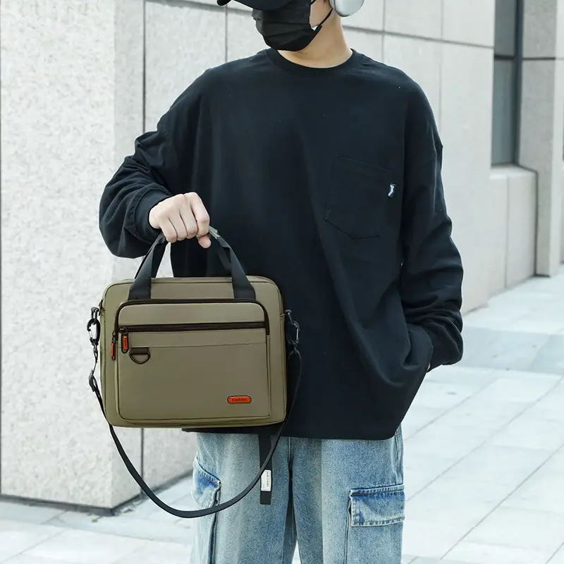 Olive Green Men's Oxford Shoulder Bag - Image 9
