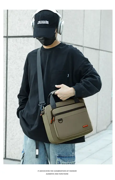 Olive Green Men's Oxford Shoulder Bag — feature 14