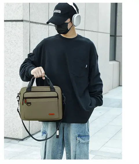 Olive Green Men's Oxford Shoulder Bag — feature 15