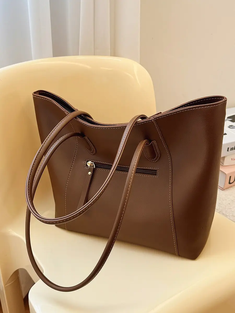 Black Large Capacity Shoulder Tote Bag for Women - Image 9