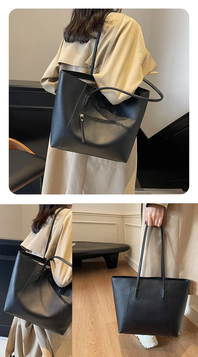 Black Large Capacity Shoulder Tote Bag for Women — feature 12