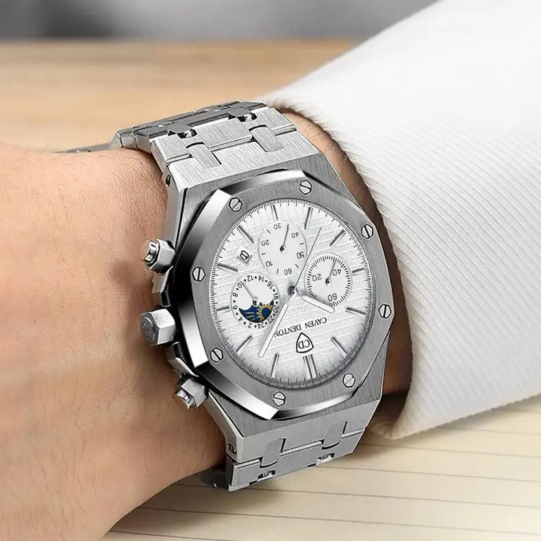 Men's Multifunctional Quartz Watch with Steel Band