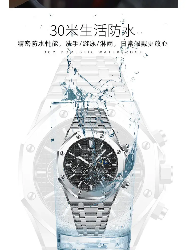 Men's Multifunctional Quartz Watch with Steel Band — feature 13