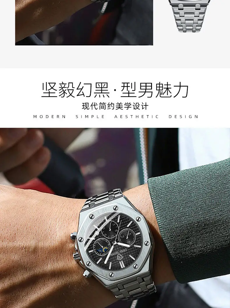 Men's Multifunctional Quartz Watch with Steel Band — feature 17