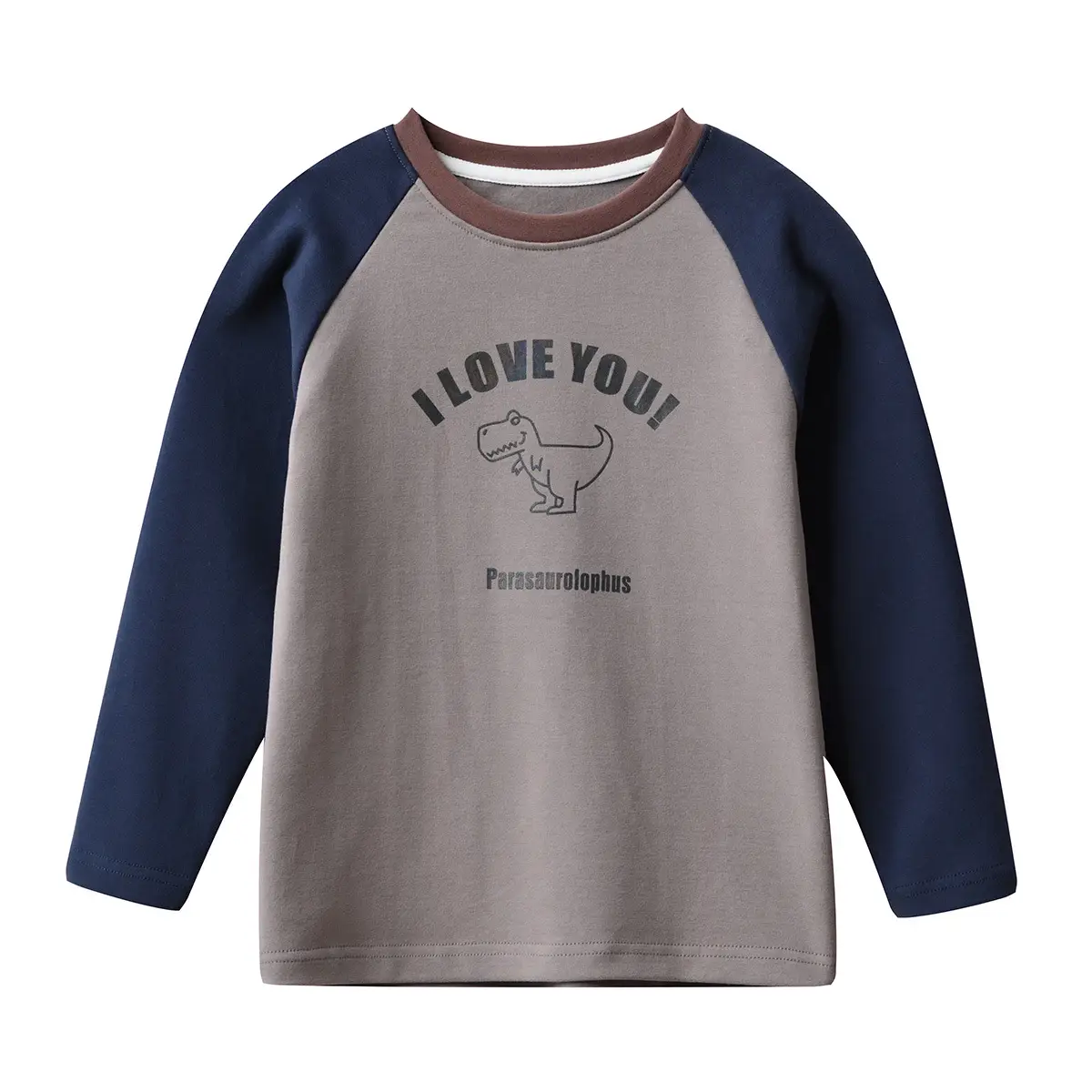 Children Cotton Long Sleeve T-Shirt Gray Blue Elephant Print