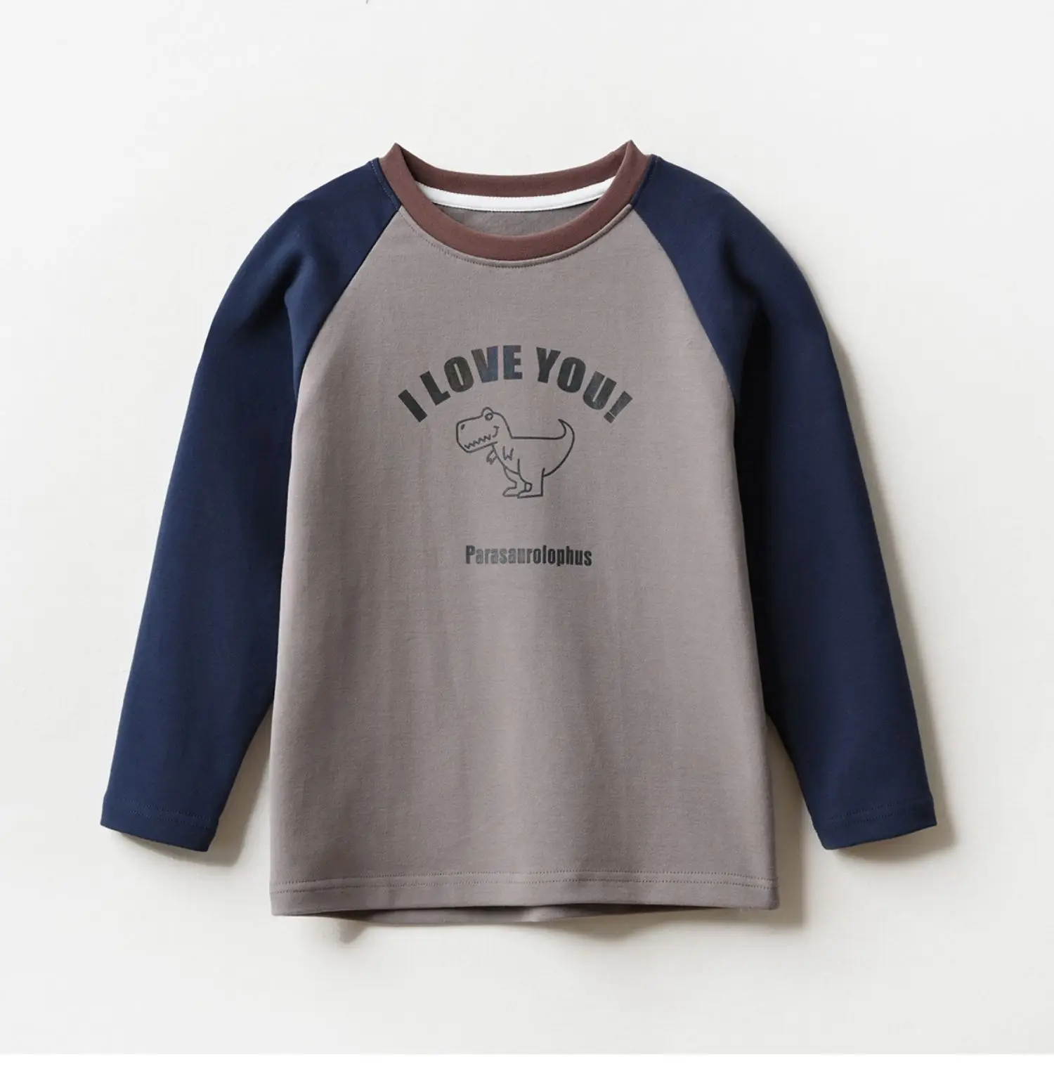 Children Cotton Long Sleeve T-Shirt Gray Blue Elephant Print — feature 11