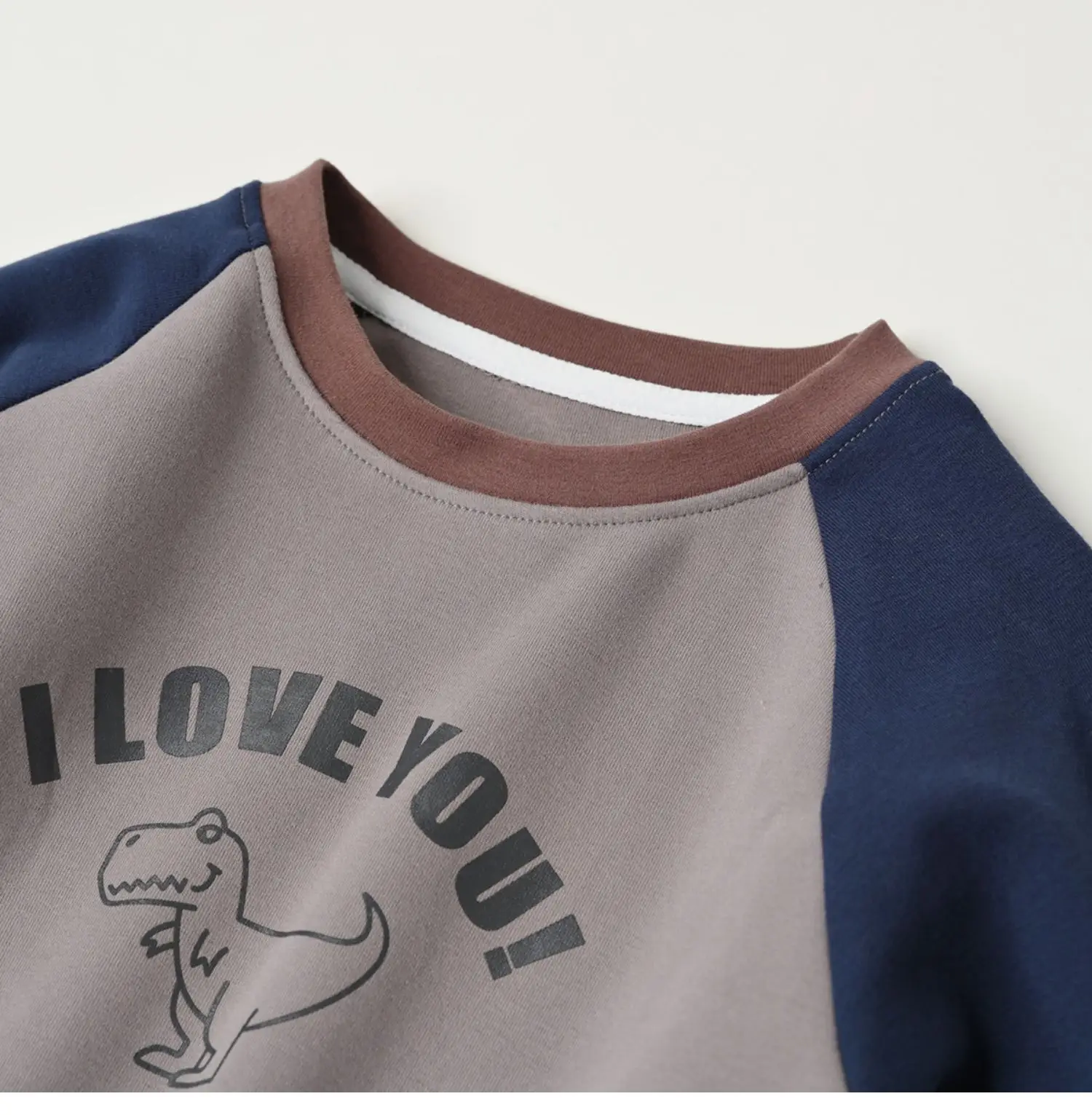 Children Cotton Long Sleeve T-Shirt Gray Blue Elephant Print — feature 12