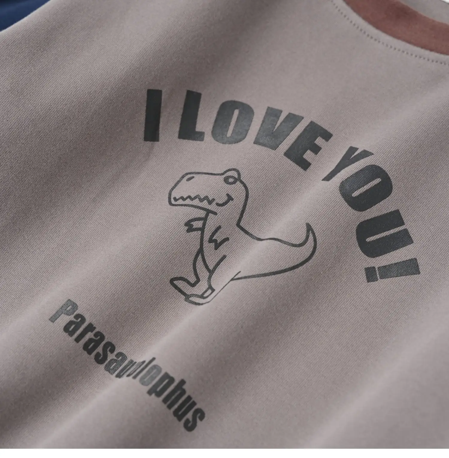 Children Cotton Long Sleeve T-Shirt Gray Blue Elephant Print — feature 15