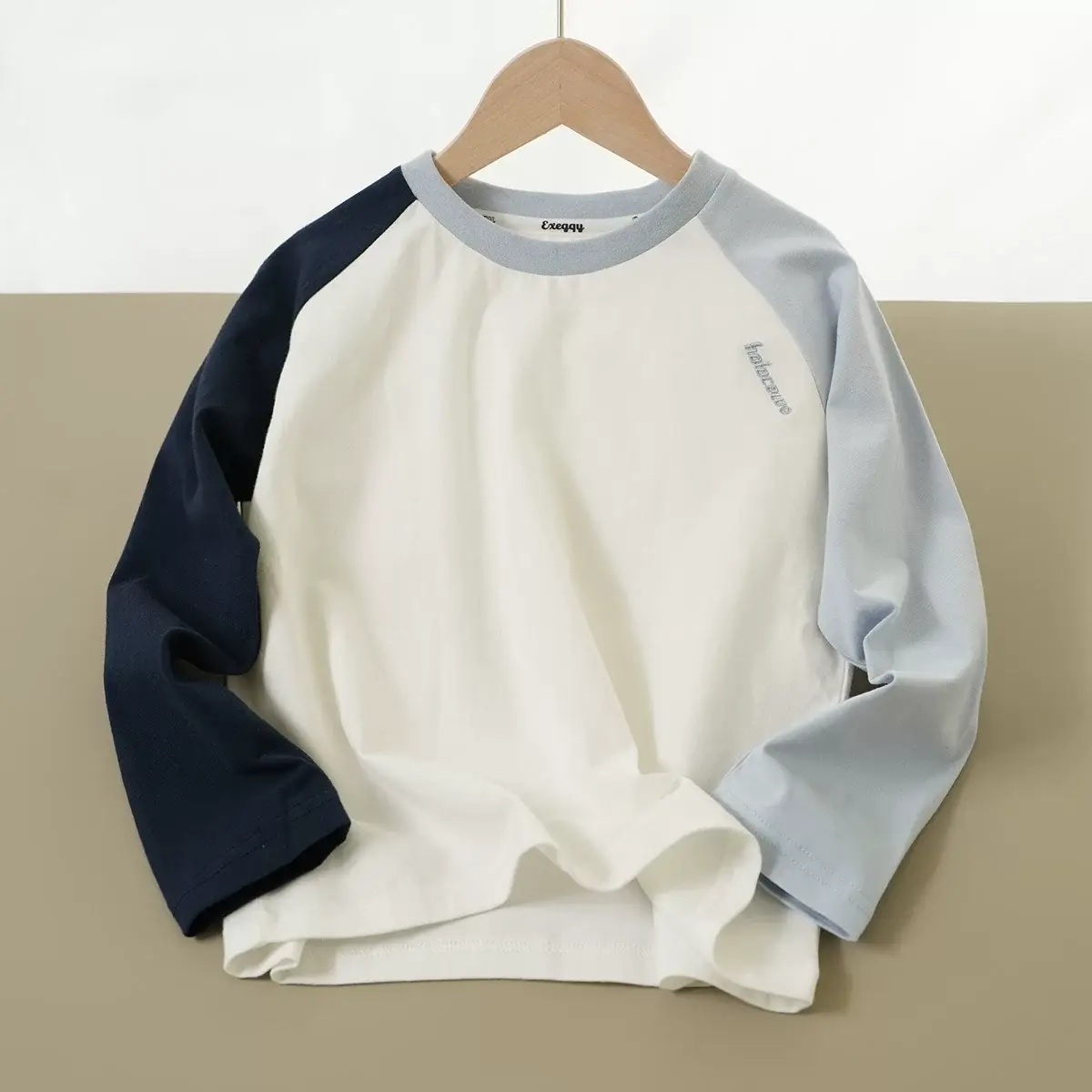 Children Cotton Long Sleeve T-Shirt Gray Blue Elephant Print — feature 32