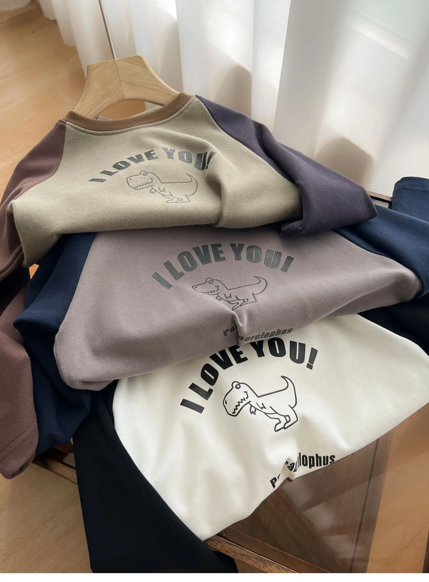 Children Cotton Long Sleeve T-Shirt Gray Blue Elephant Print — feature 8