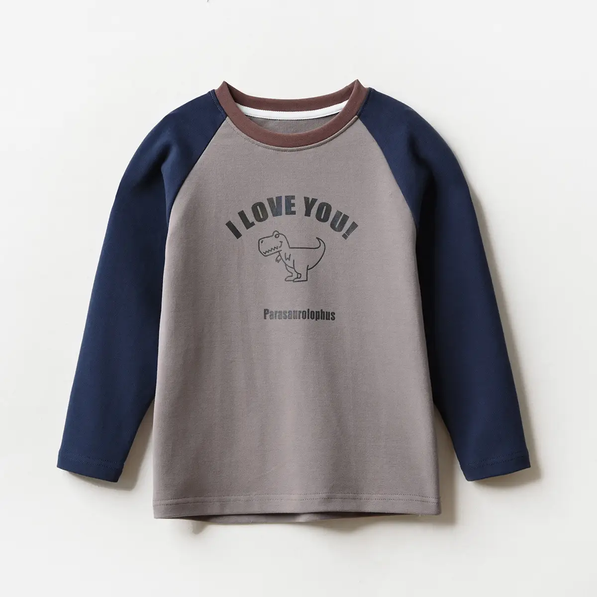 Children Cotton Long Sleeve T-Shirt Gray Blue Elephant Print
