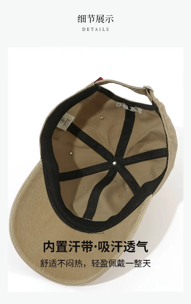 Korean Style Retro Washed Baseball Cap Men Women Big Head — feature 3