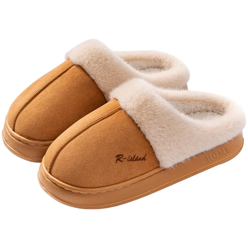 Women's cotton slippers autumn and winter 2024 new home room velvet warm fluffy slippers men's lovers winter - Image 12
