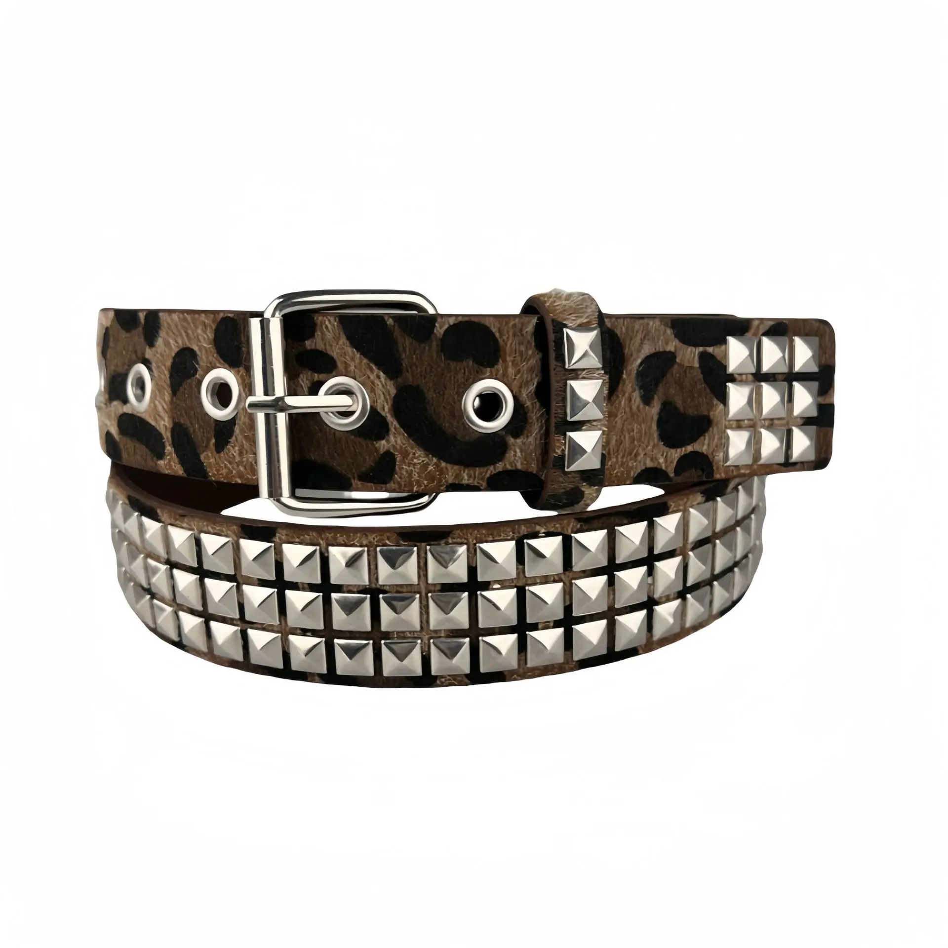 Men's Square Beads Rivet Belt Camouflage Rock Air Eye