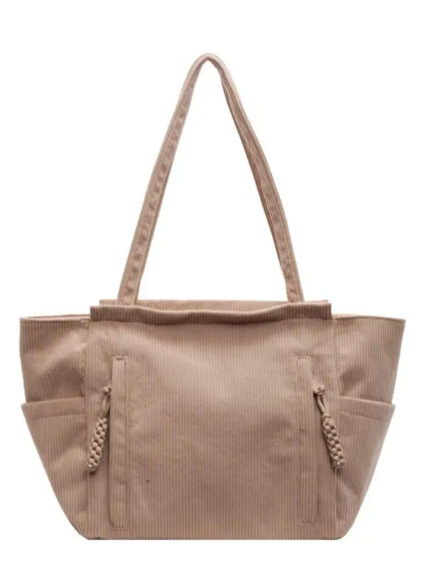 Women's Cross-Border Corduroy Tote Bag Beige 2024 - Image 10
