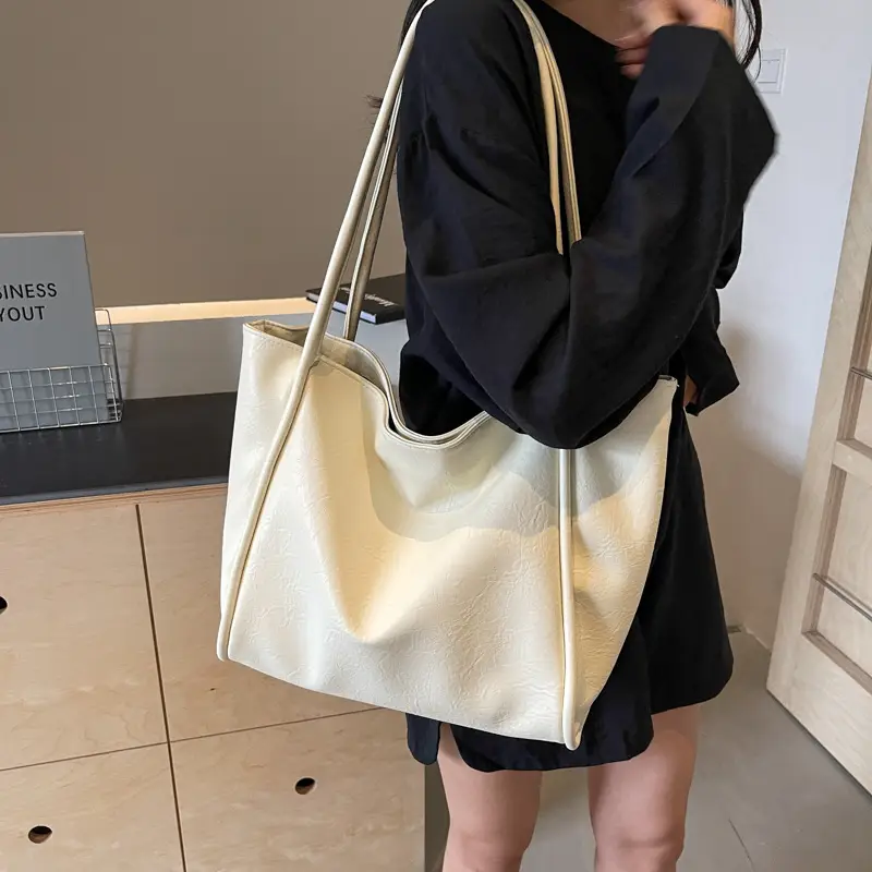 Brown Leather Tote Bag for Women Large Capacity Shoulder Bag - Image 6