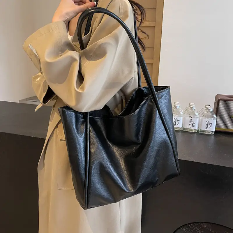 Brown Leather Tote Bag for Women Large Capacity Shoulder Bag - Image 7