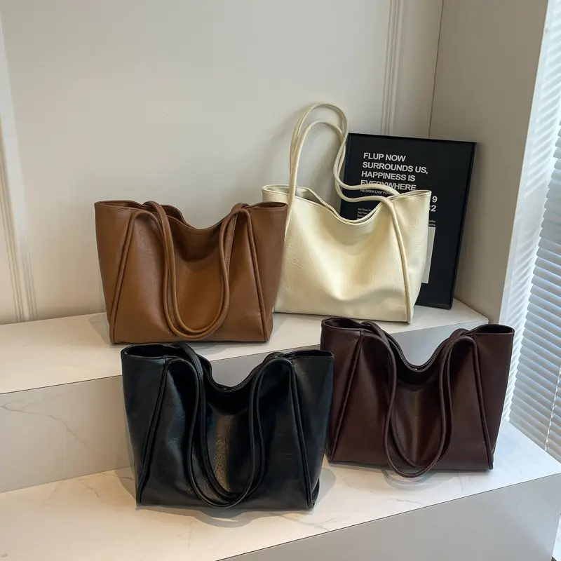 Brown Leather Tote Bag for Women Large Capacity Shoulder Bag - Image 8