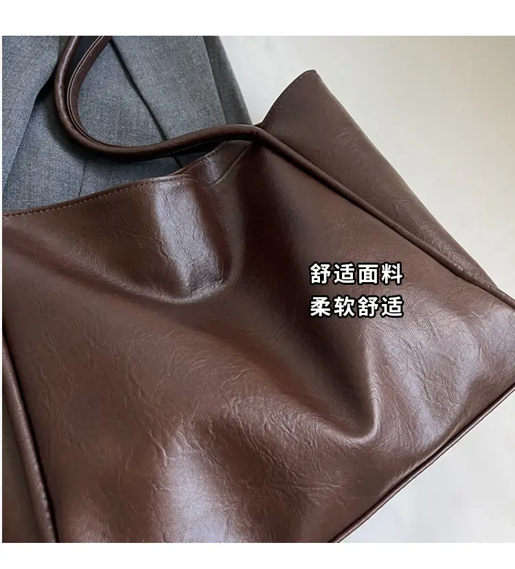 Brown Leather Tote Bag for Women Large Capacity Shoulder Bag — feature 6