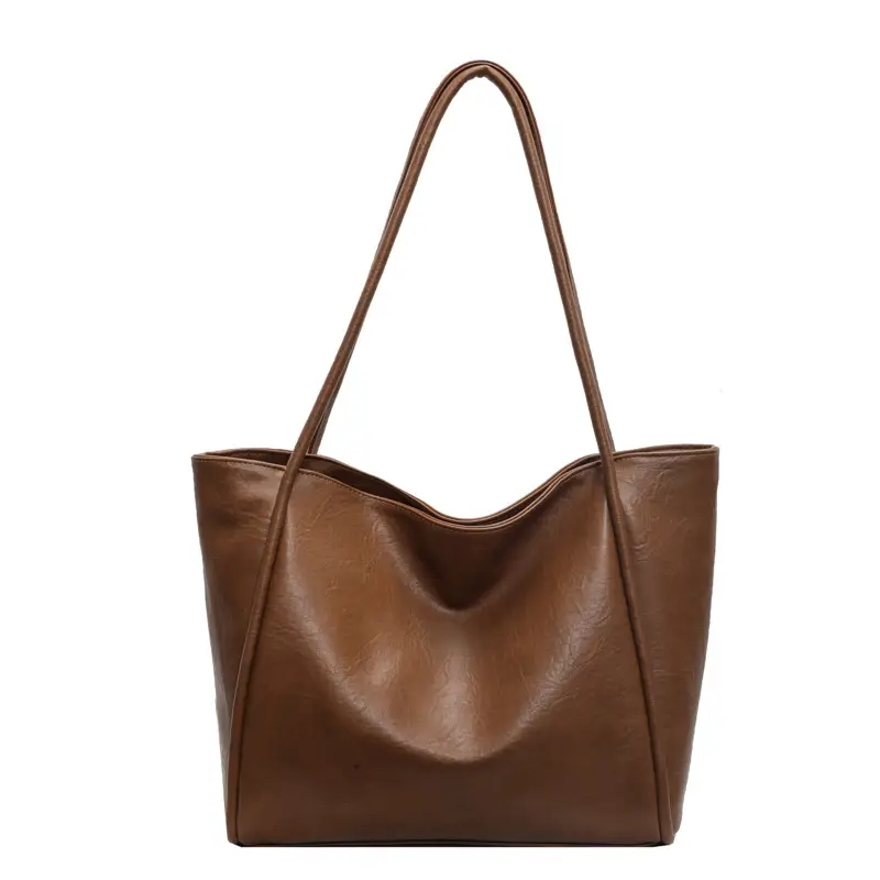 Brown Leather Tote Bag for Women Large Capacity Shoulder Bag - Image 4