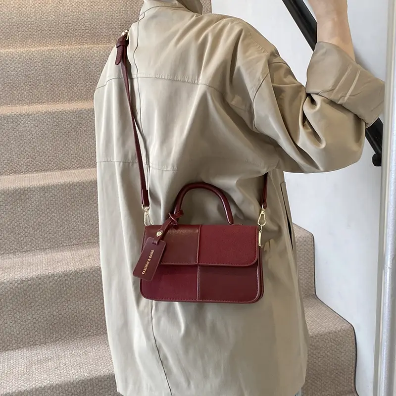 Women Crossbody Bag Red Leather 2024 New Autumn Winter
