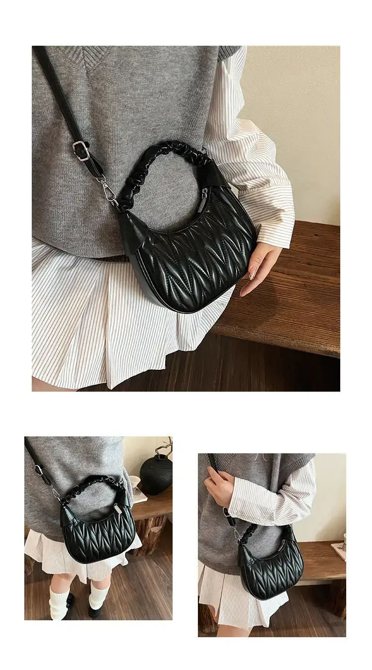 2024 New Pleated Shoulder Crossbody Bag Cream — feature 12