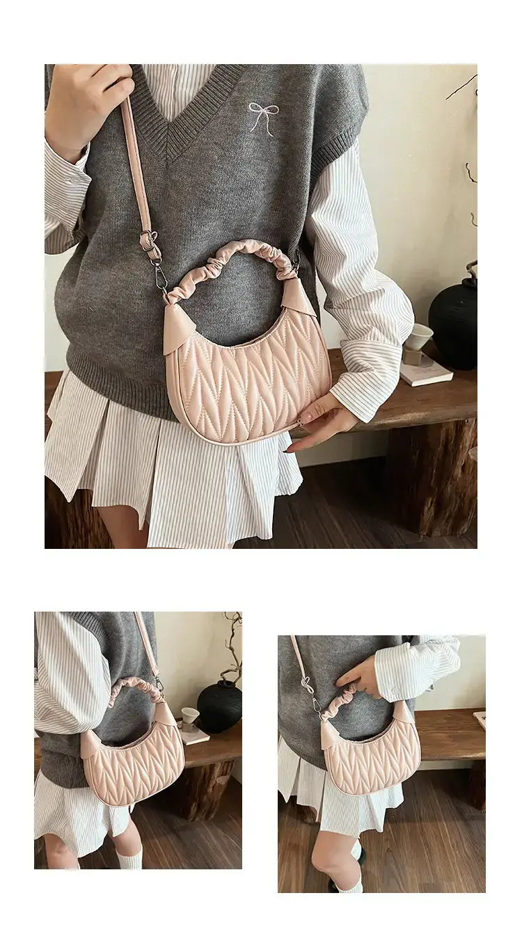 2024 New Pleated Shoulder Crossbody Bag Cream — feature 13