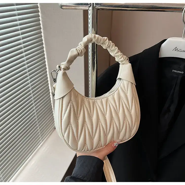 2024 New Pleated Shoulder Crossbody Bag Cream — feature 21
