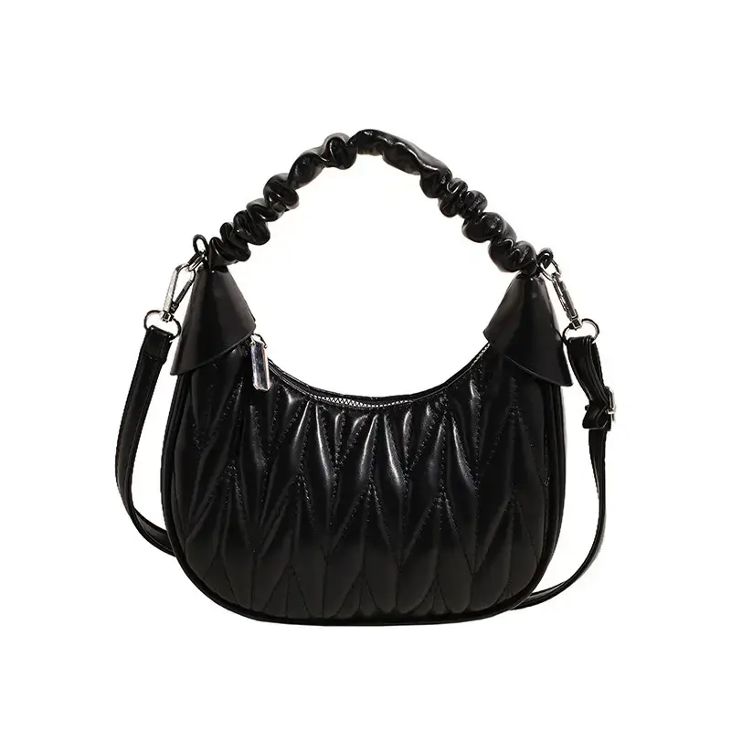 2024 New Pleated Shoulder Crossbody Bag Cream - Image 5