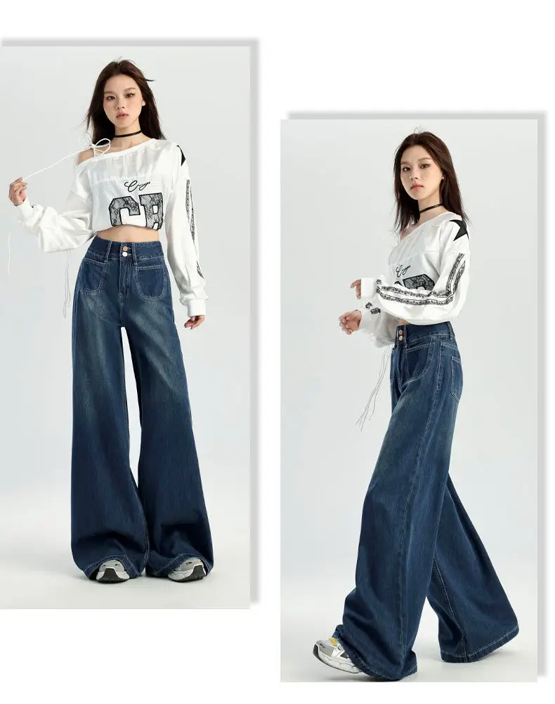 Dark Blue Wide Leg Jeans Women 2024 Casual — feature 10