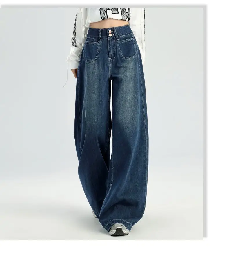 Dark Blue Wide Leg Jeans Women 2024 Casual — feature 12