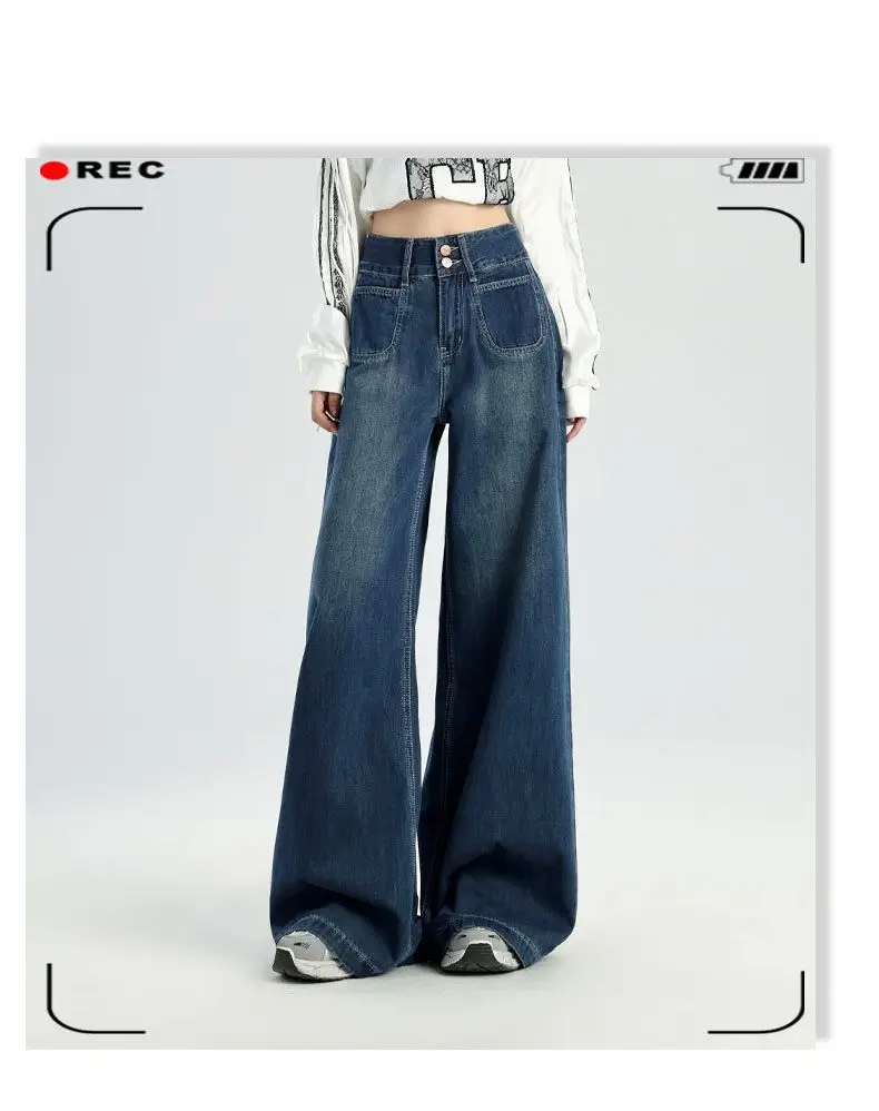 Dark Blue Wide Leg Jeans Women 2024 Casual — feature 6