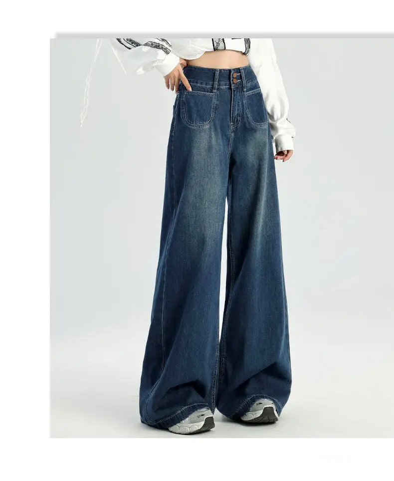 Dark Blue Wide Leg Jeans Women 2024 Casual — feature 8