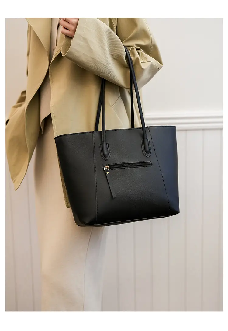Women Large Capacity Leather Tote Bag Black — feature 17