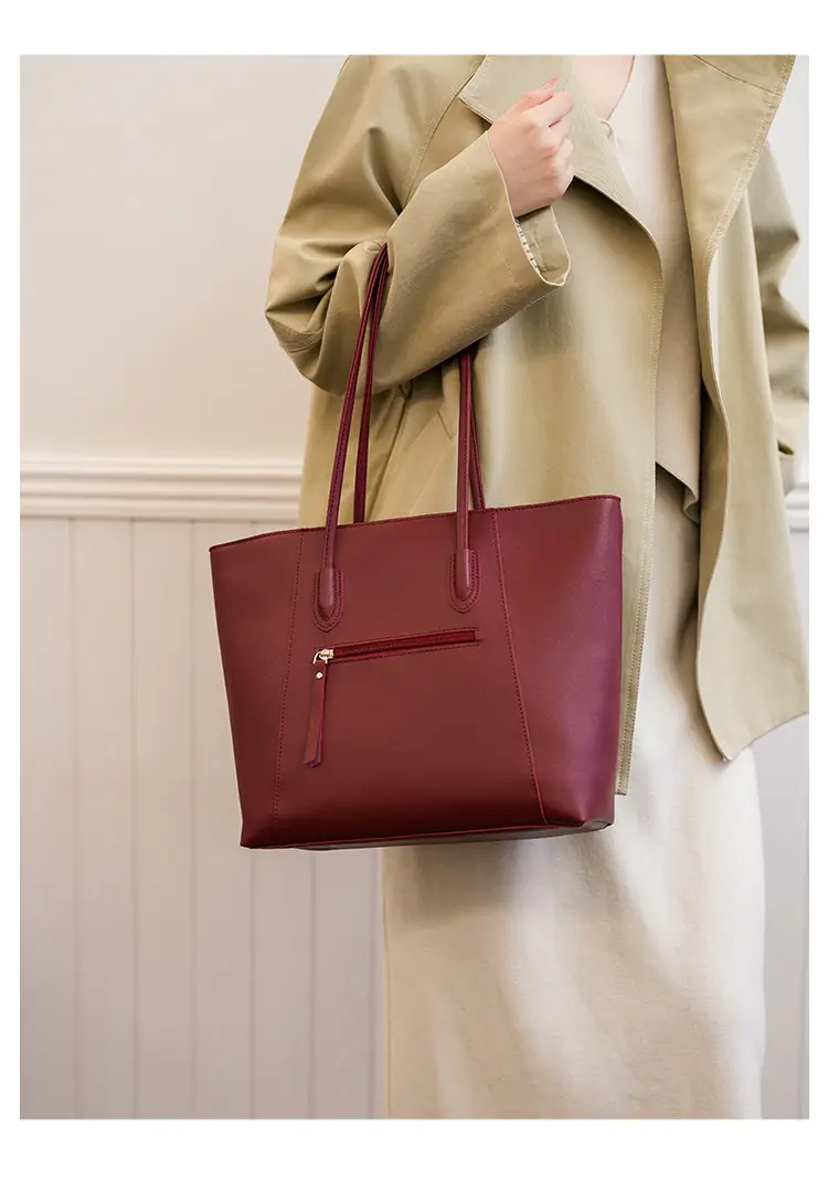 Women Large Capacity Leather Tote Bag Black — feature 24
