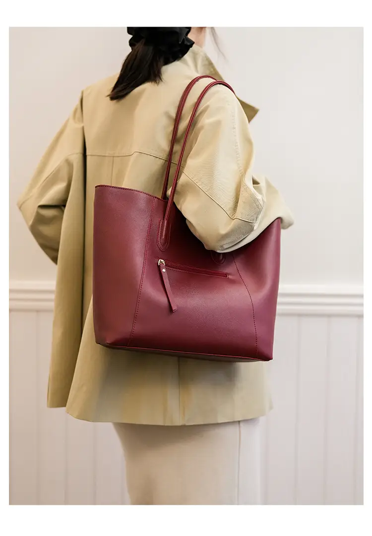 Women Large Capacity Leather Tote Bag Black — feature 25