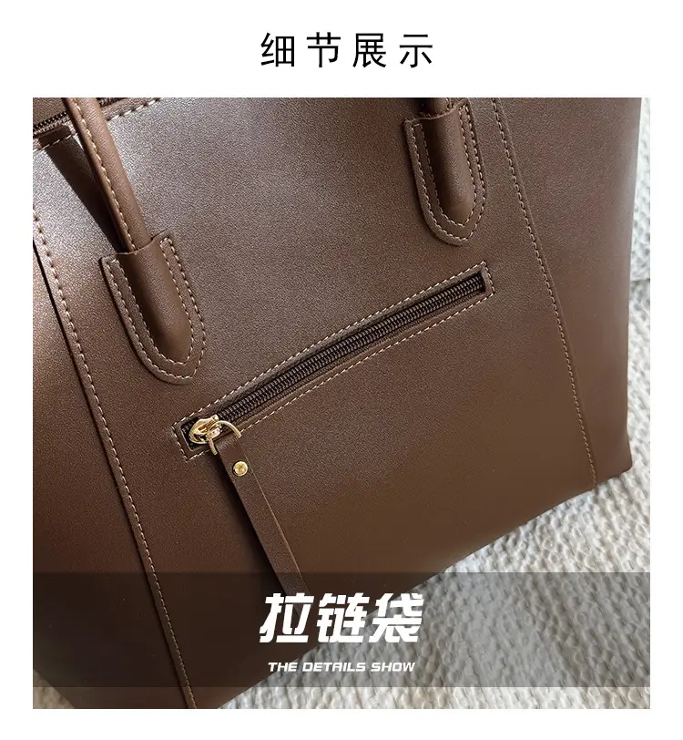 Women Large Capacity Leather Tote Bag Black — feature 5
