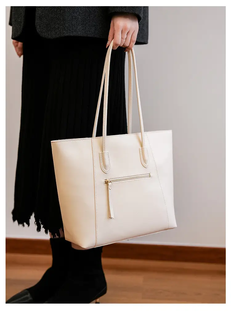 Women Large Capacity Leather Tote Bag Black — feature 6