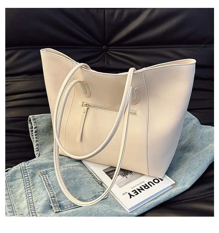 Women Large Capacity Leather Tote Bag Black — feature 8