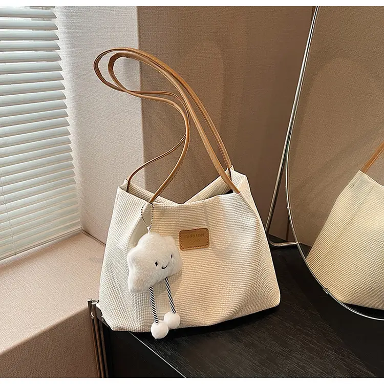 Women's Large Capacity Shoulder Bag with Bear Charm — feature 23