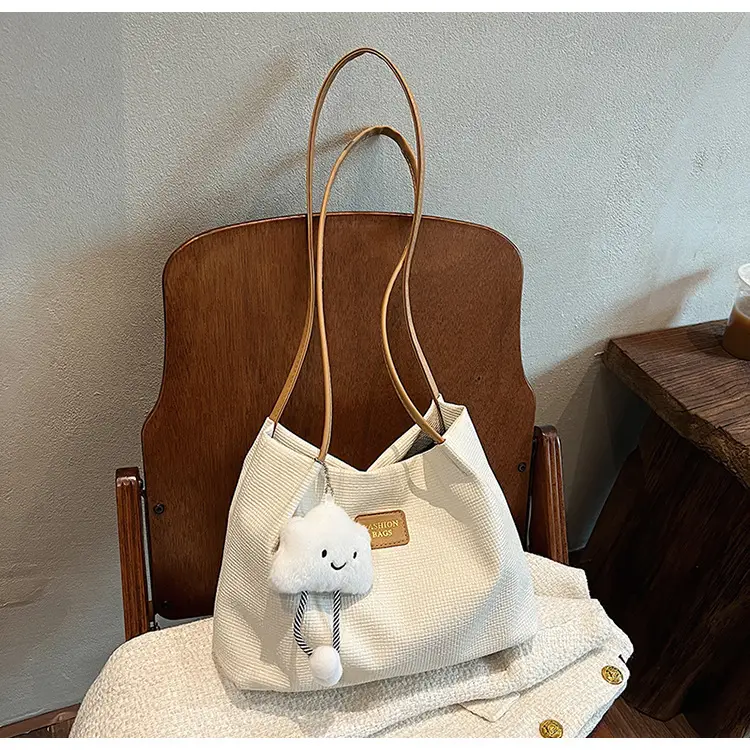 Women's Large Capacity Shoulder Bag with Bear Charm — feature 26