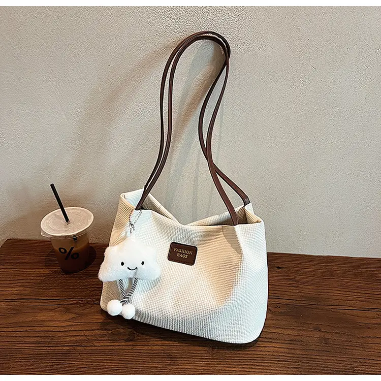 Women's Large Capacity Shoulder Bag with Bear Charm — feature 28