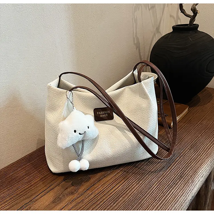 Women's Large Capacity Shoulder Bag with Bear Charm — feature 29