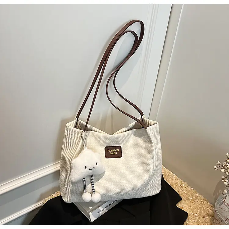 Women's Large Capacity Shoulder Bag with Bear Charm — feature 33