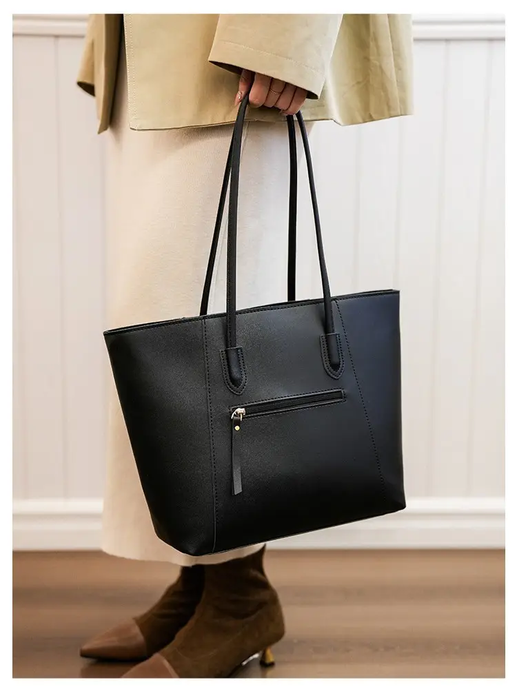 Women's Brown Leather Tote Bag Large Capacity Shoulder Handbag - Image 7