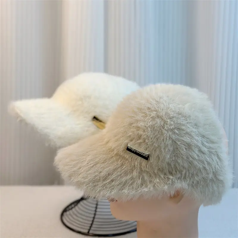Women's Black Plush Winter Cap Windproof Warm - Image 8