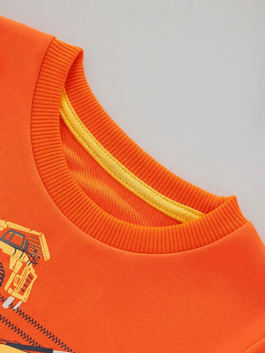 Orange Cartoon Kids Sweatshirt for Boys 2024 - Image 3