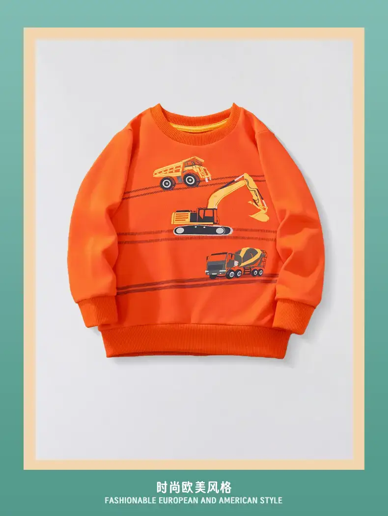 Orange Cartoon Kids Sweatshirt for Boys 2024 — feature 2
