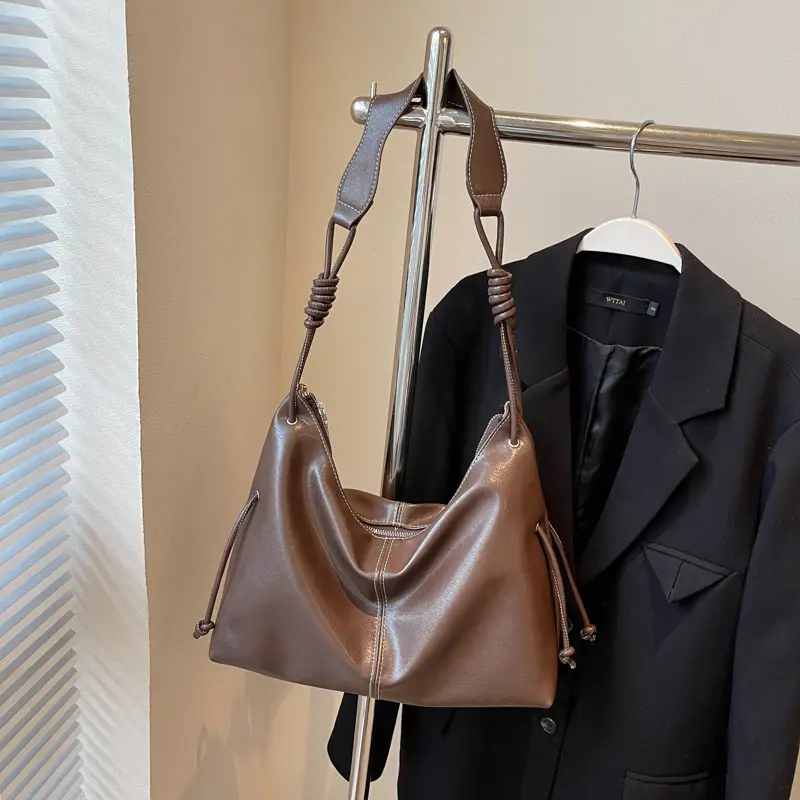 Retro Brown Leather Shoulder Bag for Women 2024 - Image 2